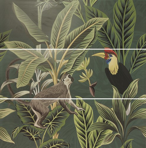 SILK DÉCOR SET(3) ABC TOUCAN GREEN 40X120 AS1242-main-image